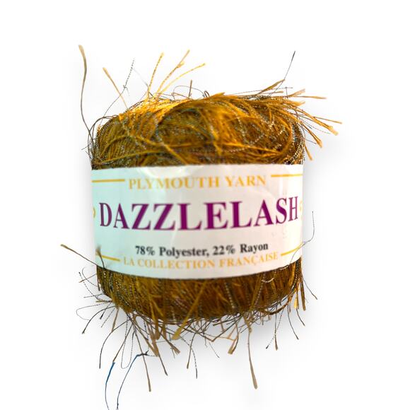 3 Skeins Plymouth Yarn COLORLASH #32 Blue & DAZZLELASH #105 Gold Eyelash Ribbon - Picture 16 of 16